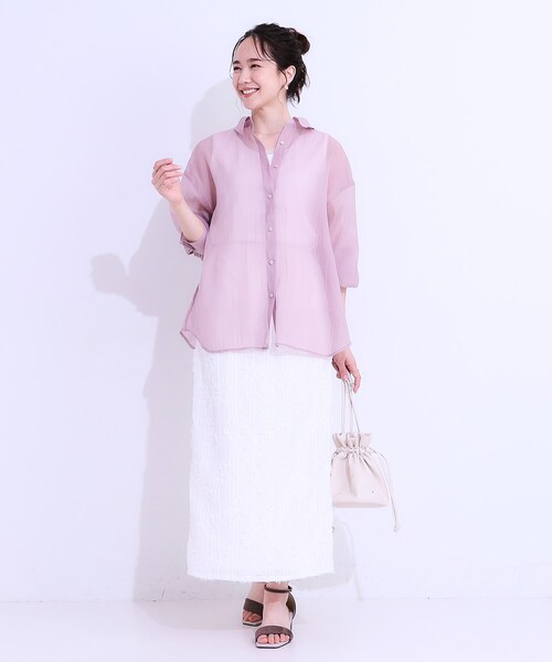 Cutie Blonde（キューティーブロンド）の「大人の上品なシアー感 オーガンジー シアーシャツ（シャツ/ブラウス・レディース・チャコールグレー/ライトブルー/ライトグレー/ピンク系・00）」の19枚目の写真