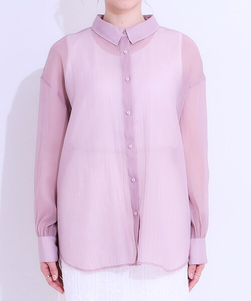 Cutie Blonde（キューティーブロンド）の「大人の上品なシアー感 オーガンジー シアーシャツ（シャツ/ブラウス・レディース・チャコールグレー/ライトブルー/ライトグレー/ピンク系・00）」の21枚目の写真