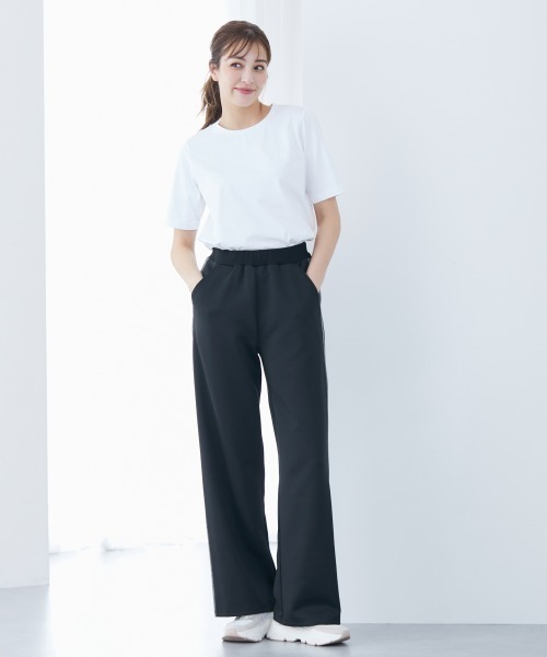 slattgir(スラットジール)の「高身長 ライン入りストレートシルエットジャージパンツ 丈長め・トールサイズ(その他パンツ・レディース・ネイビー/ブラック・TM/TL/TLL/T3L/T4L/T5L)」の5枚目の写真