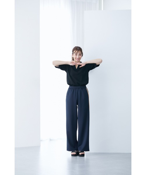 slattgir(スラットジール)の「高身長 ライン入りストレートシルエットジャージパンツ 丈長め・トールサイズ(その他パンツ・レディース・ネイビー/ブラック・TM/TL/TLL/T3L/T4L/T5L)」の17枚目の写真