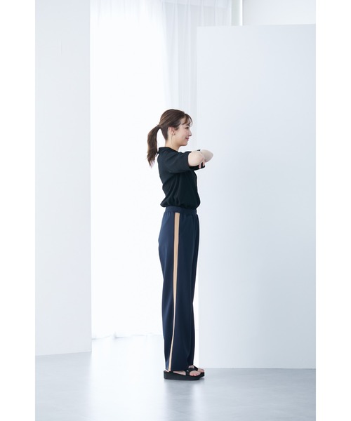 slattgir(スラットジール)の「高身長 ライン入りストレートシルエットジャージパンツ 丈長め・トールサイズ(その他パンツ・レディース・ネイビー/ブラック・TM/TL/TLL/T3L/T4L/T5L)」の18枚目の写真