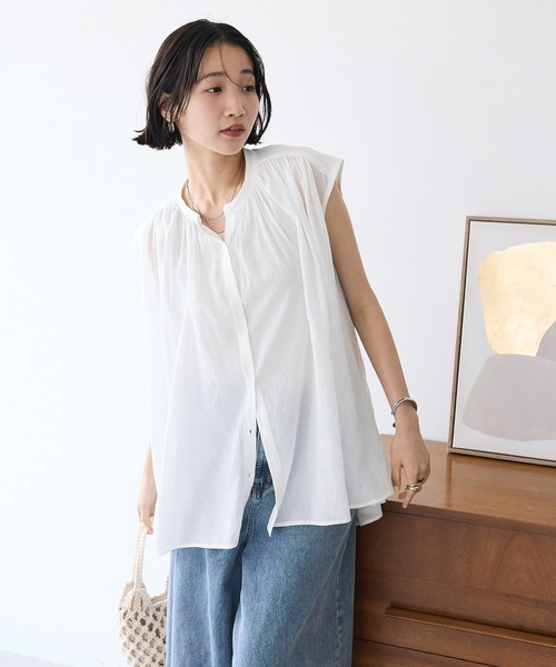 CRAFT STANDARD BOUTIQUE(クラフトスタンダードブティック)の「ヴィンテージボイルバックデザインブラウス(シャツ/ブラウス・レディース・ベージュ/チャコールグレー/ホワイト/レッド・FREE)」の5枚目の写真