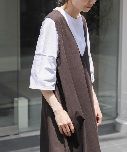 FORK&SPOON（フォークアンドスプーン）の「FORK&SPOON　ハイツイストコットンワイドTシャツ（Tシャツ/カットソー・レディース・ブラウン/ブラック/オフホワイト・1）」の8枚目の写真