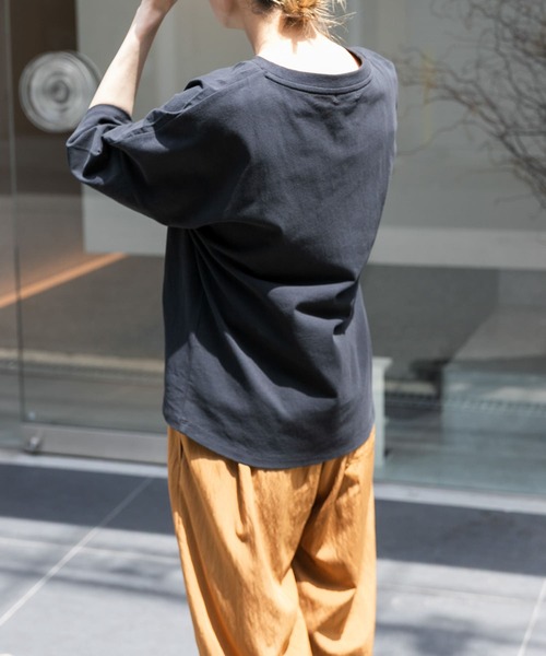 FORK&SPOON（フォークアンドスプーン）の「FORK&SPOON　ハイツイストコットンワイドTシャツ（Tシャツ/カットソー・レディース・ブラウン/ブラック/オフホワイト・1）」の13枚目の写真