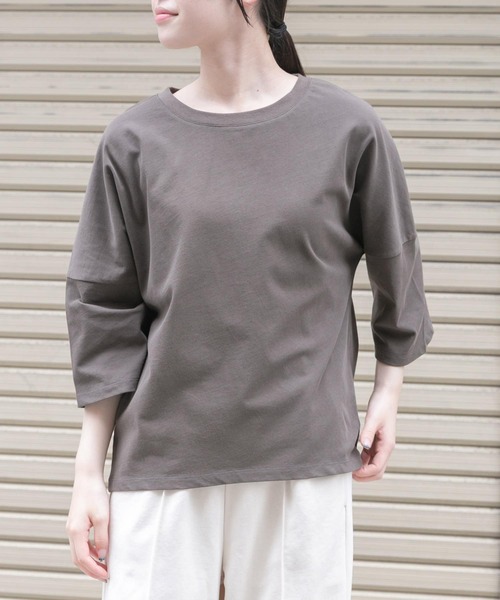 FORK&SPOON（フォークアンドスプーン）の「FORK&SPOON　ハイツイストコットンワイドTシャツ（Tシャツ/カットソー・レディース・ブラウン/ブラック/オフホワイト・1）」の17枚目の写真