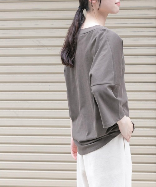 FORK&SPOON（フォークアンドスプーン）の「FORK&SPOON　ハイツイストコットンワイドTシャツ（Tシャツ/カットソー・レディース・ブラウン/ブラック/オフホワイト・1）」の18枚目の写真