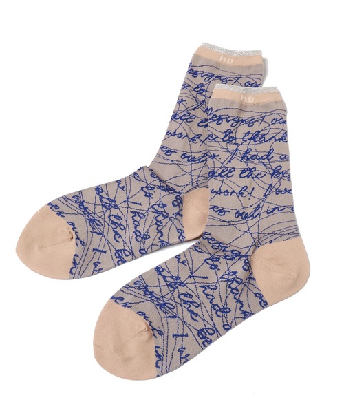 mintdesigns(ミントデザインズ)の「INK LETTER SOCKS(ソックス/靴下・レディース・ブラック/ブルー/ベージュ/ピンク・M)」の2枚目の写真