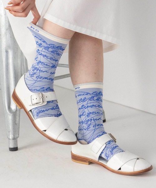 mintdesigns(ミントデザインズ)の「INK LETTER SOCKS(ソックス/靴下・レディース・ブラック/ブルー/ベージュ/ピンク・M)」の3枚目の写真