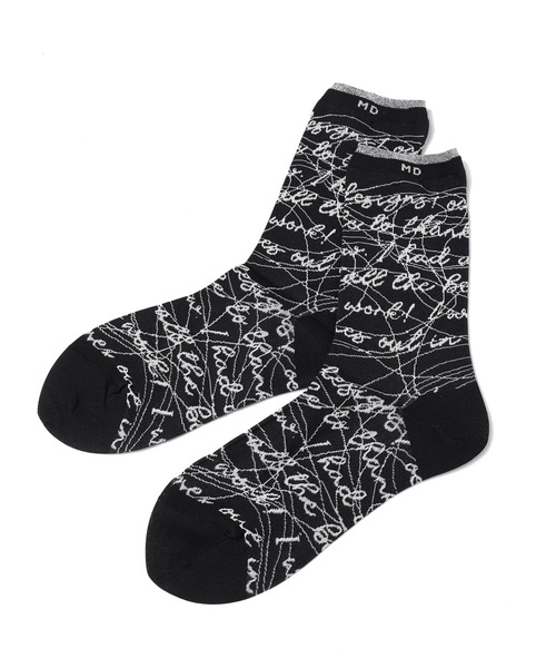 mintdesigns(ミントデザインズ)の「INK LETTER SOCKS(ソックス/靴下・レディース・ブラック/ブルー/ベージュ/ピンク・M)」の5枚目の写真