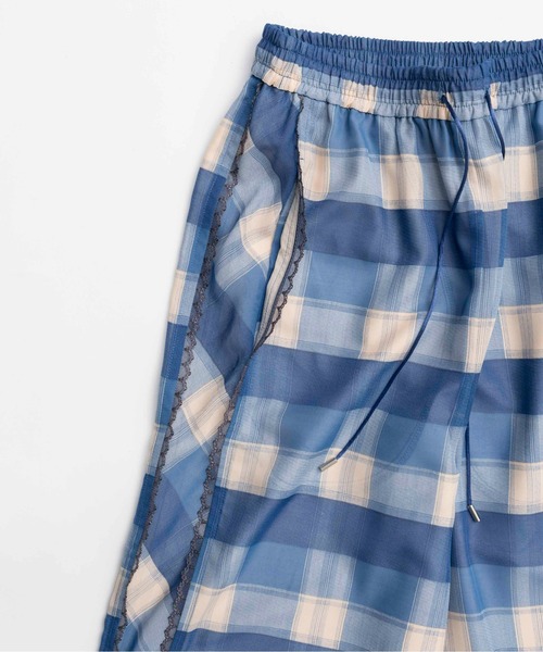 MAISON SPECIAL(メゾンスペシャル)の「Side Pico Lace Sheer Plaid Pants/サイドピコレースシアーチェックパンツ【MAISON SPECIAL/メゾンスペシャル】■セットアップ対応■(その他パンツ・レディース・ネイビー/ベージュ/ブルー・36/38)」の18枚目の写真