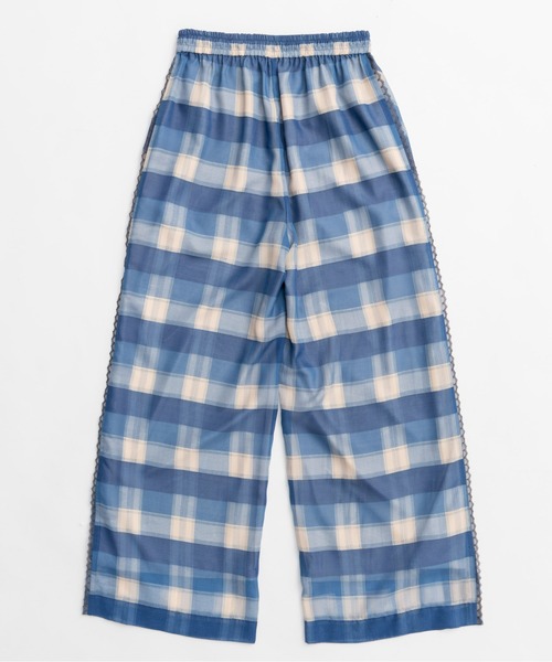 Side Pico Lace Sheer Plaid Pants/サイドピコレースシアー
