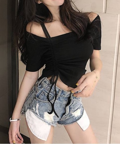 【新品】THINGS THAT MATTER オフショルトップス セール】【MINERTE】unbalanced offshoulder tops / スムース