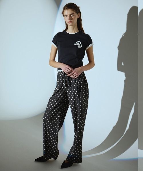 DOUBLE STANDARD CLOTHING(ダブルスタンダードクロージング)の「ウェーブロンダブルデンビープリントパンツ(その他パンツ・レディース・サックスブルー/ブラック・38/36)」の5枚目の写真