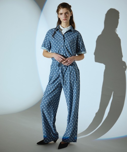 DOUBLE STANDARD CLOTHING(ダブルスタンダードクロージング)の「ウェーブロンダブルデンビープリントパンツ(その他パンツ・レディース・サックスブルー/ブラック・38/36)」の20枚目の写真