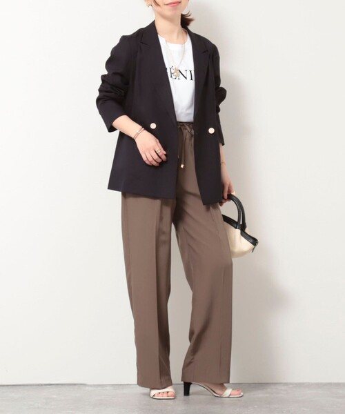 MICO COULIER（ミコクリエ）の「イージーケアリネンジャケット（テーラードジャケット・レディース・ネイビー/ベージュ/キナリ・38）」の10枚目の写真