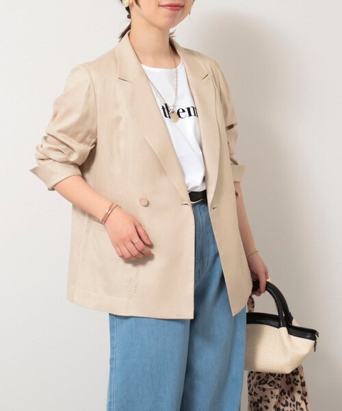 MICO COULIER（ミコクリエ）の「イージーケアリネンジャケット（テーラードジャケット・レディース・ネイビー/ベージュ/キナリ・38）」の15枚目の写真