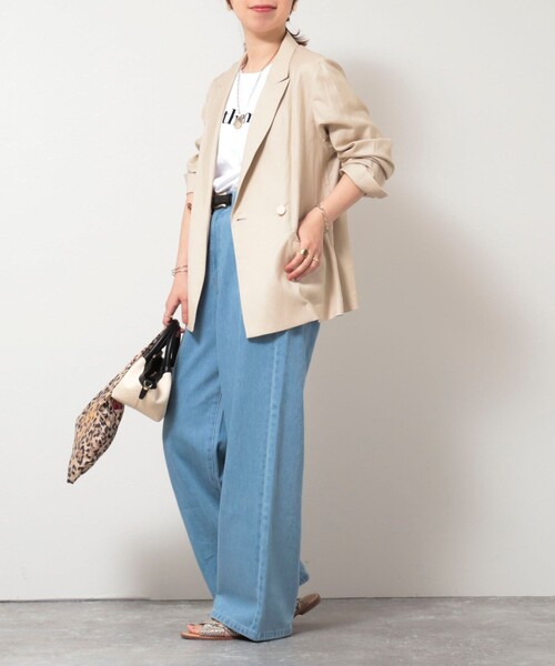 MICO COULIER（ミコクリエ）の「イージーケアリネンジャケット（テーラードジャケット・レディース・ネイビー/ベージュ/キナリ・38）」の16枚目の写真