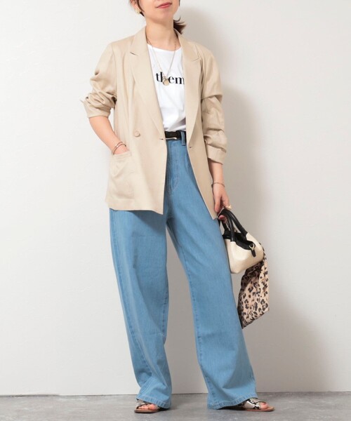 MICO COULIER（ミコクリエ）の「イージーケアリネンジャケット（テーラードジャケット・レディース・ネイビー/ベージュ/キナリ・38）」の21枚目の写真