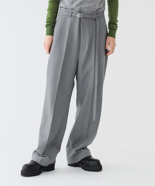 maturely（マチュアリー）の「【1/15再値下げ】maturely / リサイクル ポリエステル ベルト アレンジ パンツ（スラックス・レディース・ブラウン/グレー・1/0）」の4枚目の写真