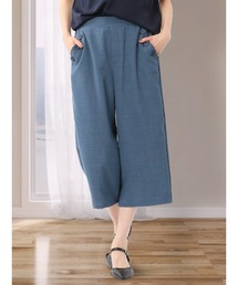 m.f.editorial | 【マシンウォッシャブル】m.f.エディトリアル レディース 麻調合繊 ボタン付き クロップドパンツ(セットアップ可能）(チノパンツ)