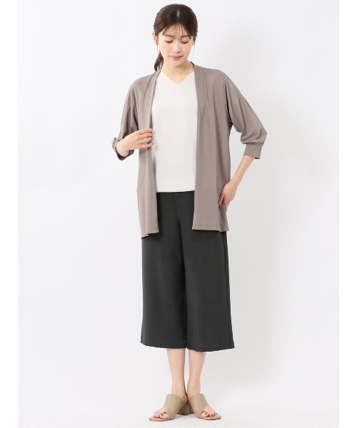 m.f.editorial（エムエフエディトリアル）の「【マシンウォッシャブル】m.f.エディトリアル レディース 麻調合繊 ボタン付き クロップドパンツ(セットアップ可能）（チノパンツ・レディース・ライトグレー/ベージュ/ネイビー/ブルー・MEDIUM/LARGE）」の8枚目の写真