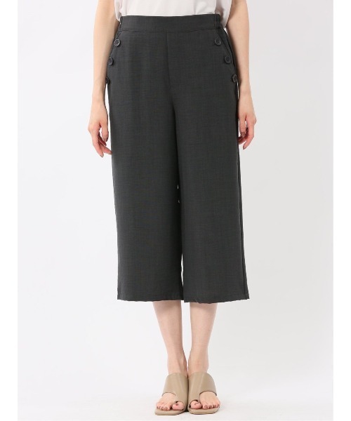 m.f.editorial（エムエフエディトリアル）の「【マシンウォッシャブル】m.f.エディトリアル レディース 麻調合繊 ボタン付き クロップドパンツ(セットアップ可能）（チノパンツ・レディース・ライトグレー/ベージュ/ネイビー/ブルー・MEDIUM/LARGE）」の9枚目の写真