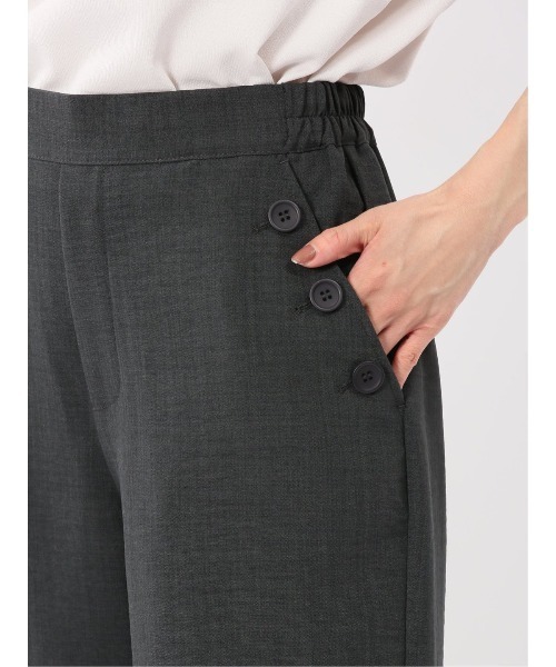 m.f.editorial（エムエフエディトリアル）の「【マシンウォッシャブル】m.f.エディトリアル レディース 麻調合繊 ボタン付き クロップドパンツ(セットアップ可能）（チノパンツ・レディース・ライトグレー/ベージュ/ネイビー/ブルー・MEDIUM/LARGE）」の12枚目の写真