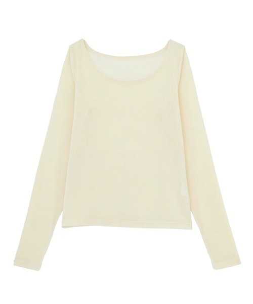 RANAN(ラナン)の「2WAYレイヤードシアーベロアトップス(Tシャツ/カットソー・レディース・アイボリー/ブラック・M/L/LL)」の4枚目の写真