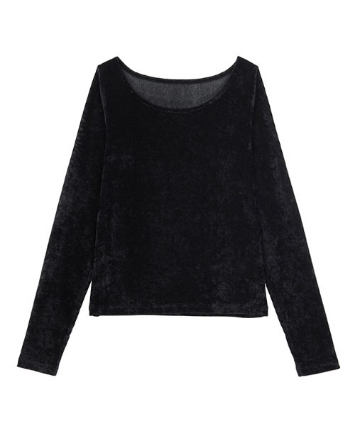 RANAN(ラナン)の「2WAYレイヤードシアーベロアトップス(Tシャツ/カットソー・レディース・アイボリー/ブラック・M/L/LL)」の5枚目の写真