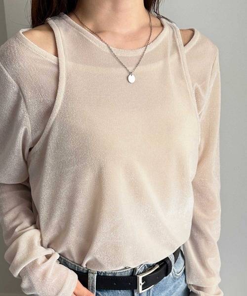 RANAN(ラナン)の「2WAYレイヤードシアーベロアトップス(Tシャツ/カットソー・レディース・アイボリー/ブラック・M/L/LL)」の22枚目の写真