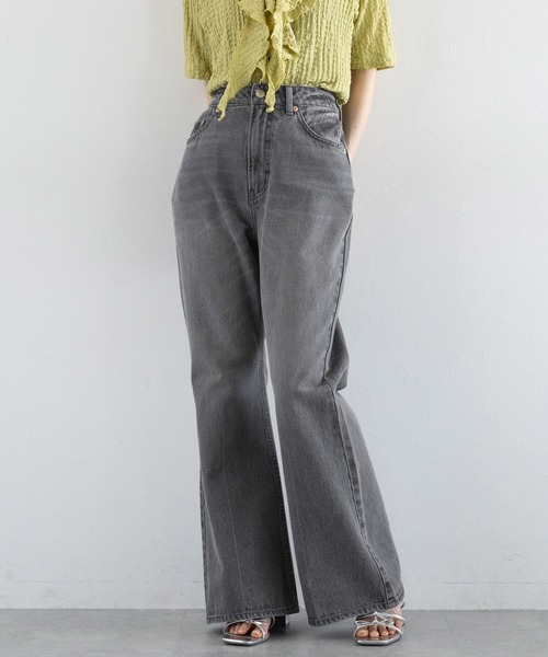 RAGEBLUE（レイジブルー）の「デニムフレアデザインパンツ（デニムパンツ・レディース・キナリ/ダークグレー・LARGE/MEDIUM）」の2枚目の写真