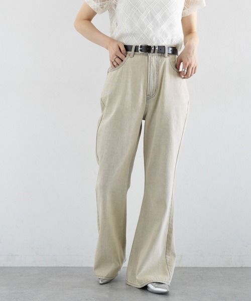 RAGEBLUE（レイジブルー）の「デニムフレアデザインパンツ（デニムパンツ・レディース・キナリ/ダークグレー・LARGE/MEDIUM）」の4枚目の写真