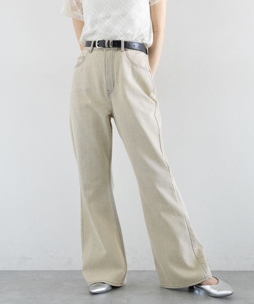 RAGEBLUE（レイジブルー）の「デニムフレアデザインパンツ（デニムパンツ・レディース・キナリ/ダークグレー・LARGE/MEDIUM）」の5枚目の写真