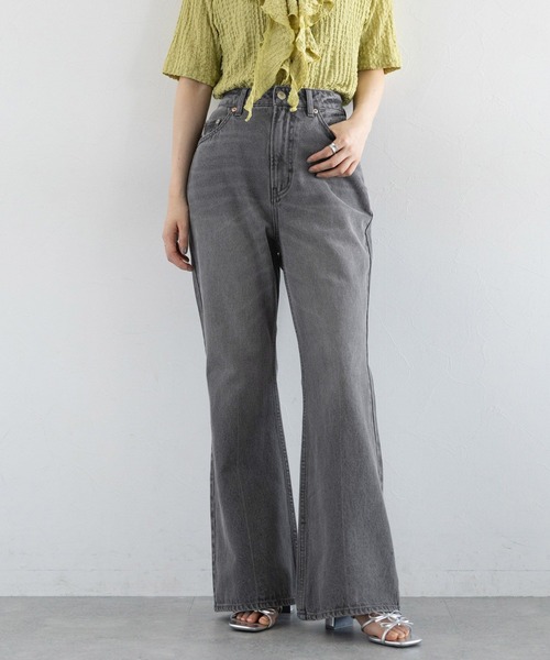 RAGEBLUE（レイジブルー）の「デニムフレアデザインパンツ（デニムパンツ・レディース・キナリ/ダークグレー・LARGE/MEDIUM）」の11枚目の写真