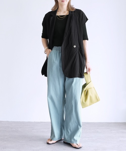 reca（レカ）の「エアリーデニム イージーパンツ（デニムパンツ・レディース・ライトブルー/ネイビー・M/L）」の5枚目の写真