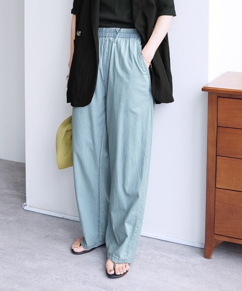 reca（レカ）の「エアリーデニム イージーパンツ（デニムパンツ・レディース・ライトブルー/ネイビー・M/L）」の3枚目の写真