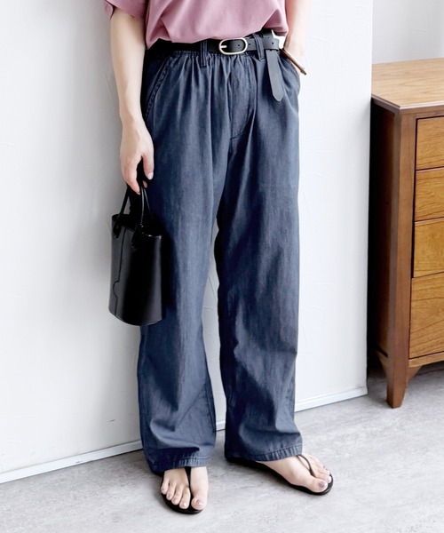 reca（レカ）の「エアリーデニム イージーパンツ（デニムパンツ・レディース・ライトブルー/ネイビー・M/L）」の21枚目の写真