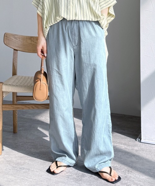 reca(レカ)の「エアリーデニム イージーパンツ(デニムパンツ・レディース・ライトブルー/ネイビー・M/L)」の3枚目の写真