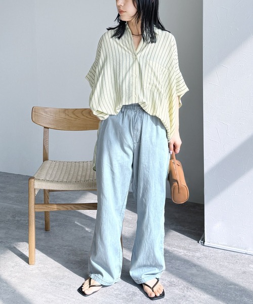 reca(レカ)の「エアリーデニム イージーパンツ(デニムパンツ・レディース・ライトブルー/ネイビー・M/L)」の5枚目の写真