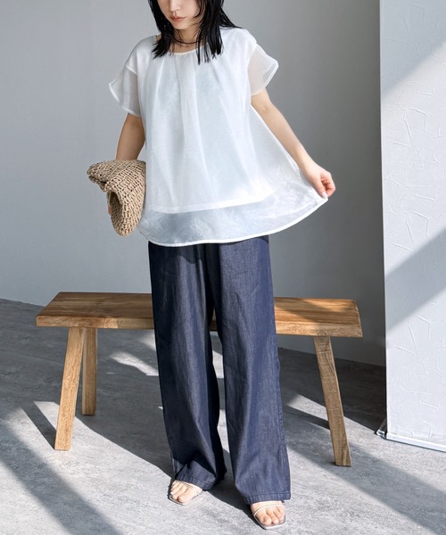 reca(レカ)の「エアリーデニム イージーパンツ(デニムパンツ・レディース・ライトブルー/ネイビー・M/L)」の11枚目の写真