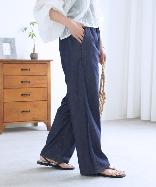 reca(レカ)の「エアリーデニム イージーパンツ(デニムパンツ・レディース・ライトブルー/ネイビー・M/L)」の14枚目の写真