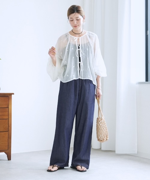 reca(レカ)の「エアリーデニム イージーパンツ(デニムパンツ・レディース・ライトブルー/ネイビー・M/L)」の13枚目の写真