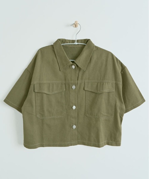 セール】ステッチ 半袖 シャツ ジャケット+ショートパンツ