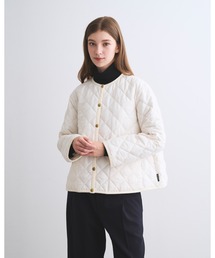 トラディショナルウェザーウェア　ノーカラーライトダウンジャケット　　ホワイト ダウンアウター｜Traditional Weatherwear（トラディショナル