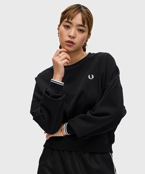 FRED PERRY スウェット Tipped Sweatshirt ブラック Tipped Sweatshirt／ティップラインスウェットシャツ（スウェット