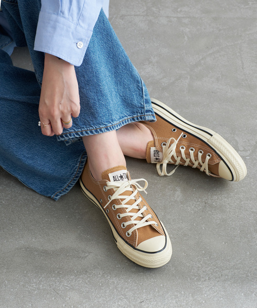 CONVERSE(コンバース)の「CONVERSE/コンバース オールスター エイジド AC OX(スニーカー・レディース・ブラック/キャメル・24.5cm/24cm/23.5cm/23cm)」の1枚目の写真