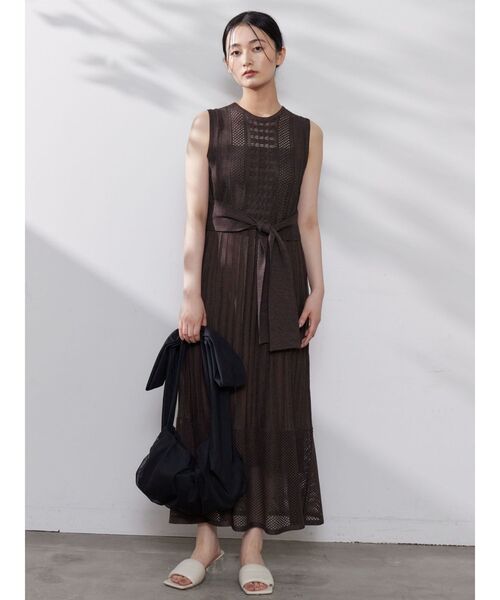 ストライプメッシュニットワンピース（ワンピース）｜LAGUNAMOON