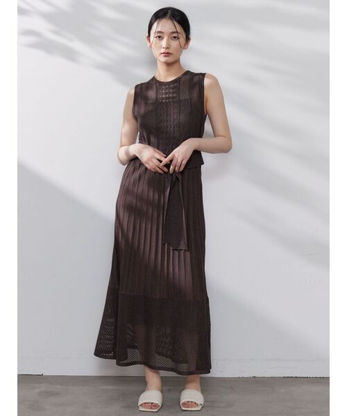 LAGUNAMOON(ラグナムーン)の「ストライプメッシュニットワンピース(ワンピース・レディース・グレー/アイボリー/ブラウン・SMALL/MEDIUM)」の10枚目の写真