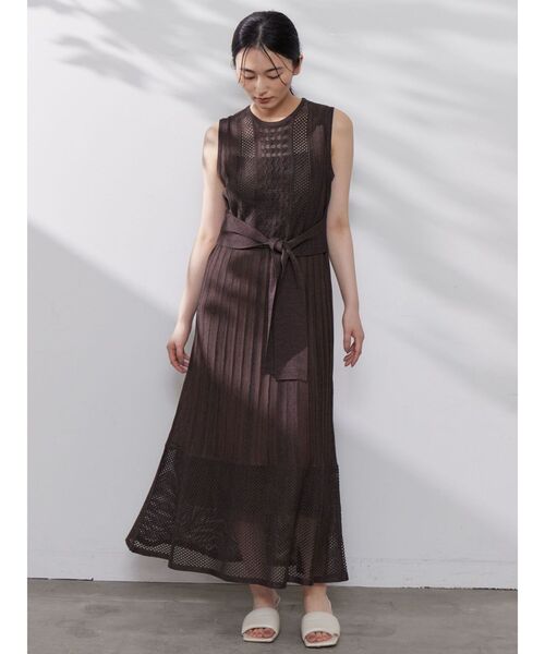 LAGUNAMOON　メッシュフリンジニットワンピース　ラグナムーン LAGUNAMOON ワンピース メッシュフリンジニットワンピース