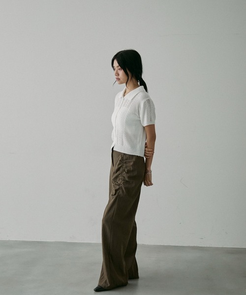 NUJOH(ヌゾ)の「Jacquard Summer Polo knit / ジャガード サマー ポロニット(ニット/セーター・レディース・イエロー/ホワイト/ベージュ・FREE)」の12枚目の写真